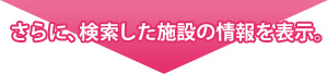 さらに、検索した施設の情報を表示。