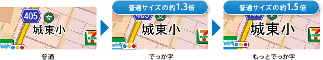 文字も大きく!3段階切替え可能!