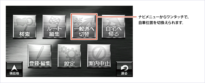 一般道/有料道路ワンタッチ切替え