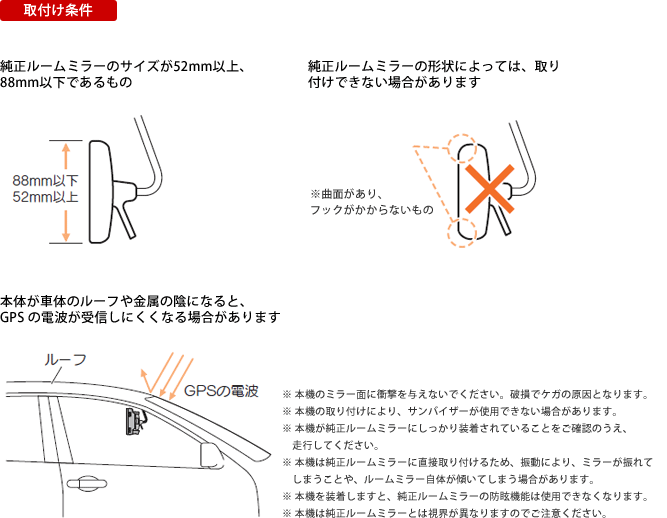 取付け条件