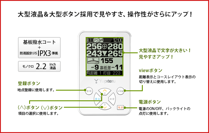 大型液晶&大型ボタン採用で見やすさ、操作性がさらにアップ!