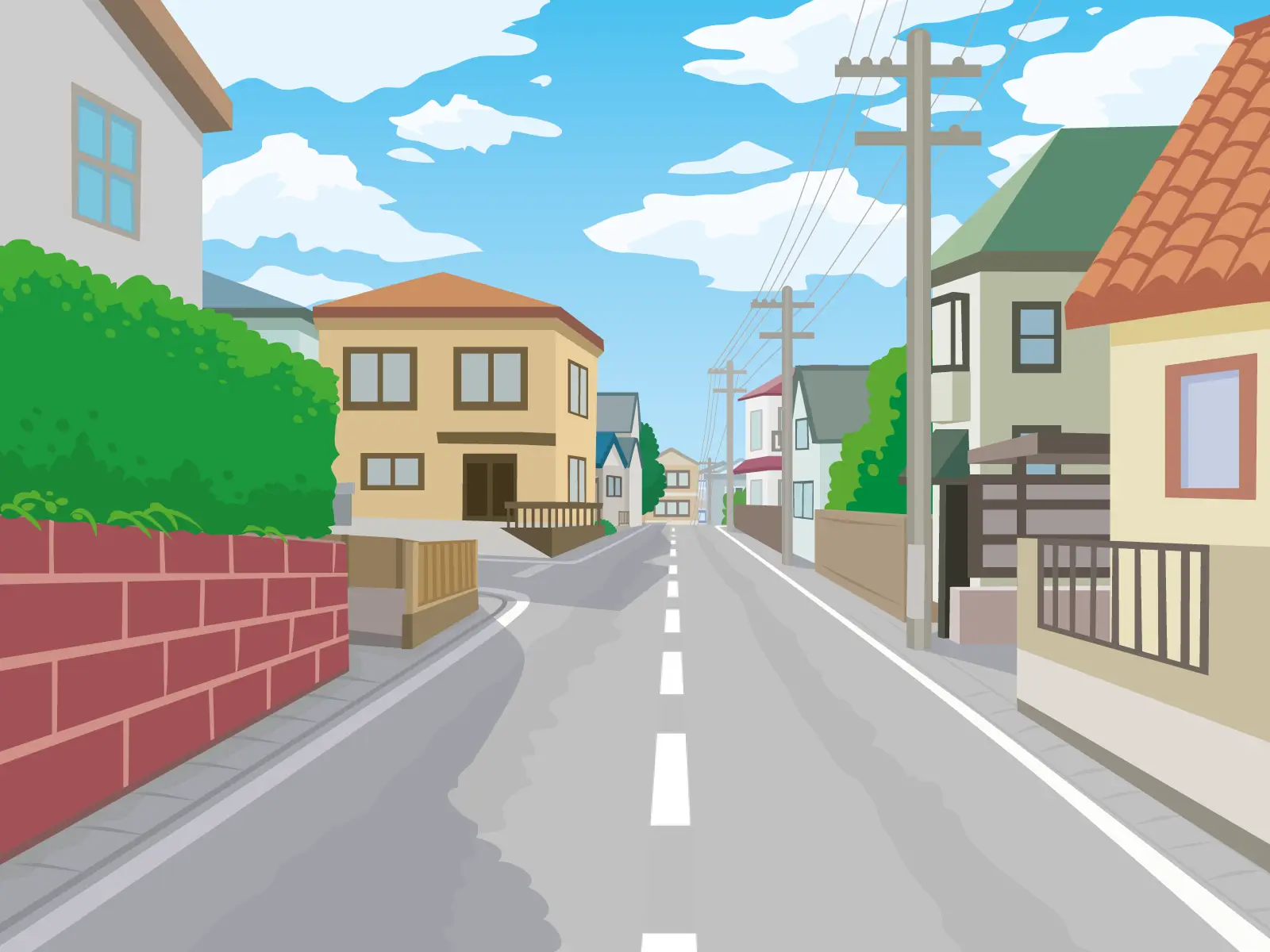 センターラインのある道路、制限速度標識なし
