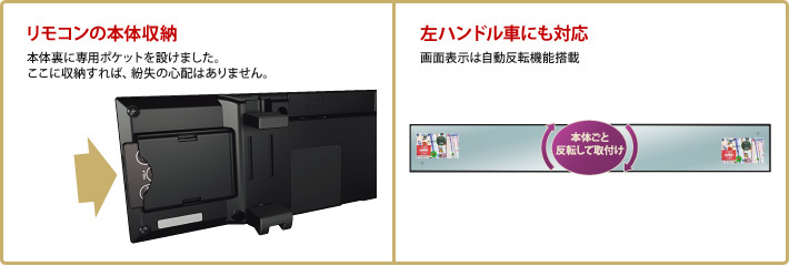 リモコンの本体収納 左ハンドル車にも対応