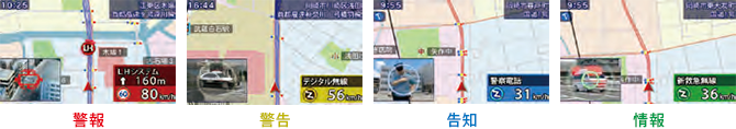 イメージ:警告ムービー 4色識別アラーム