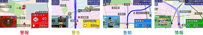 イメージ:警告ムービー 4色識別アラーム
